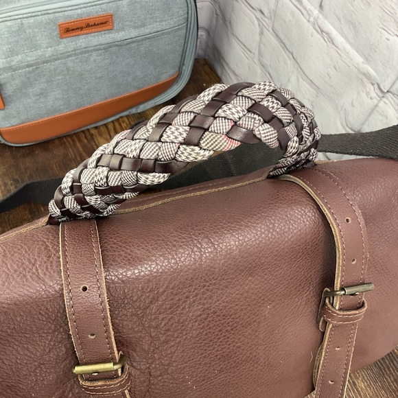 Bonfanti Leather brown Messenger Bag Crossbody Shoulder‎ Bag Braided Handle - Picture 7 of 11